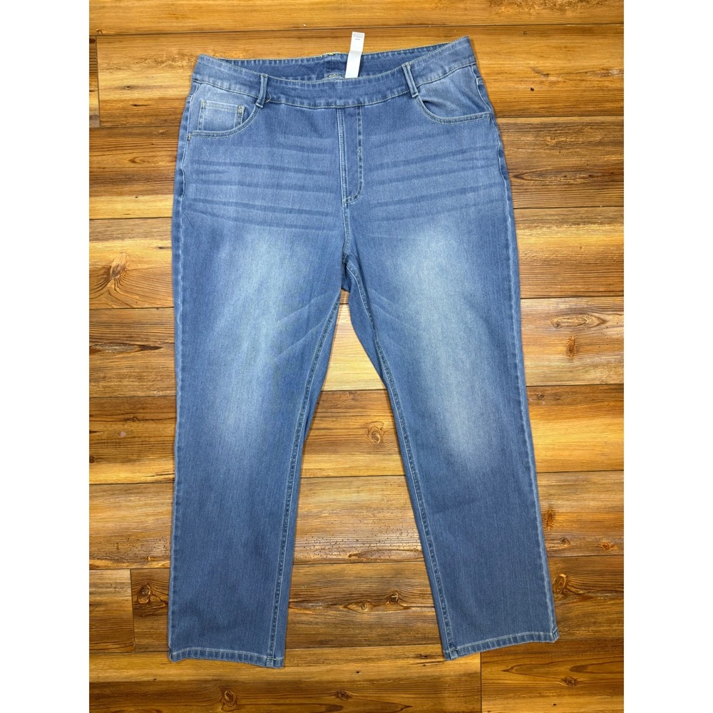 Halara Women Blue Denim Look Pull On Jeggings Straight Leg Plus Size 1X Regular